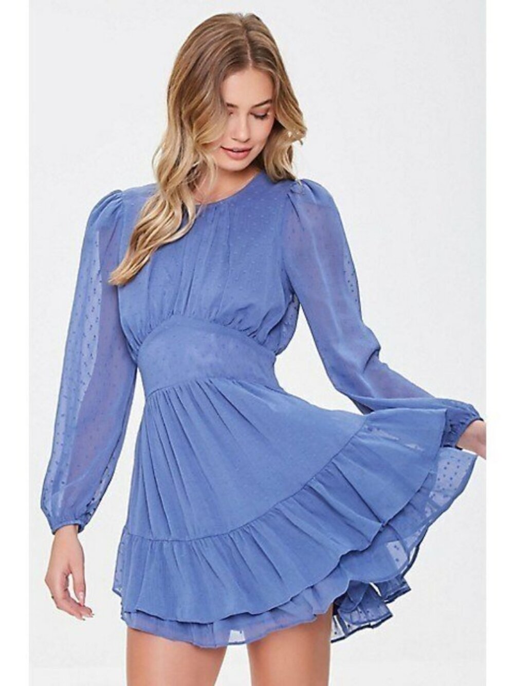 Forever 21 Blue Clip Dot Cutout Mini Dress Small S